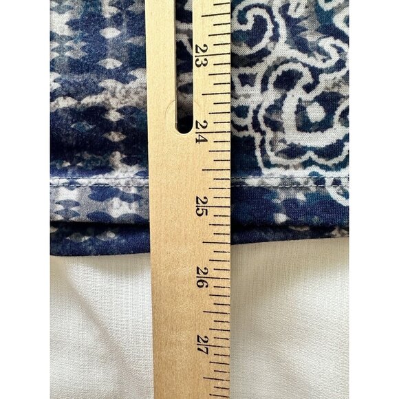 Catherine’s Bejeweled Tunic Top 3/4 Sleeve Blue Gold Grey SZ 1X Plus - Picture 7 of 7